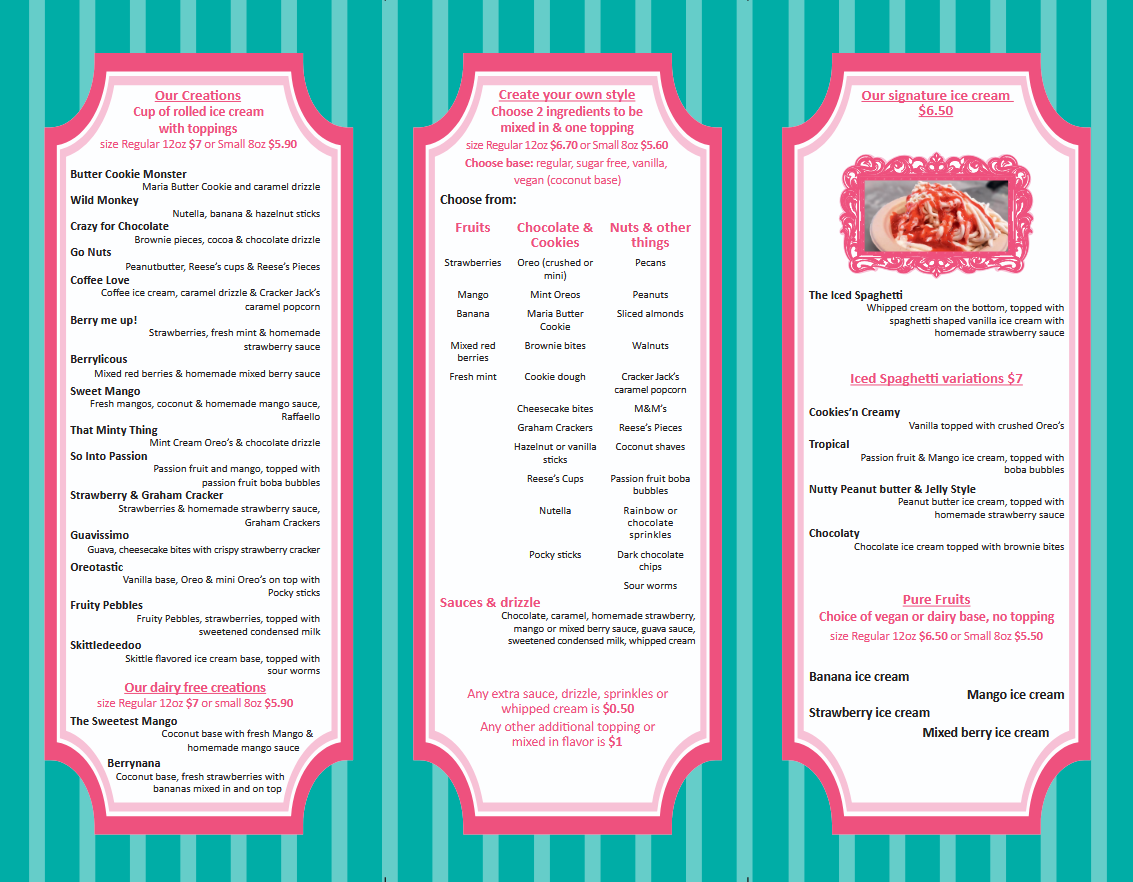 Miami 'N' Ice Menu Flyer Innen
